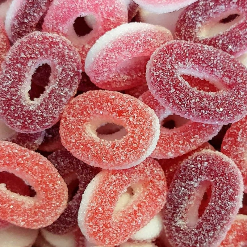 Mini anneaux fruits rouges 100gr Mini anneaux fruits rouges 100gr